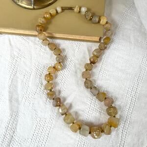 Vintage‎ 70s Graduated Natural Stone Bead Necklace 23" Neutral Earth Tones